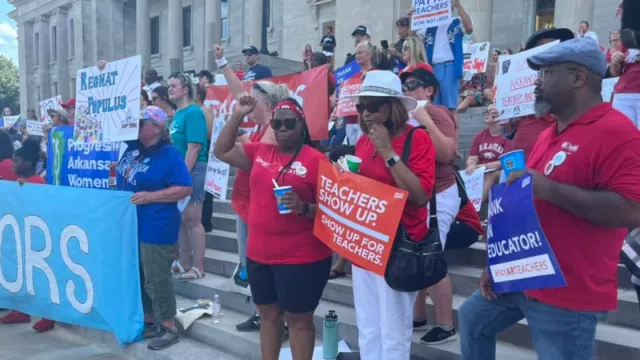Educators and community members at the statehouse.